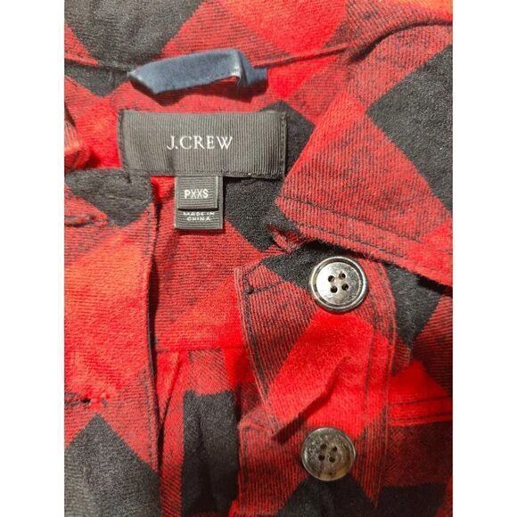 J CREW XXS PREOWNED WOMENS FLANNEL SHIRT RED AND BLACK - Picture 2 of 4